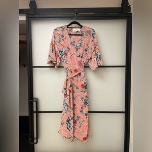 Anthropologie Maeve Indonesian wrap dress with floral botanical print size L